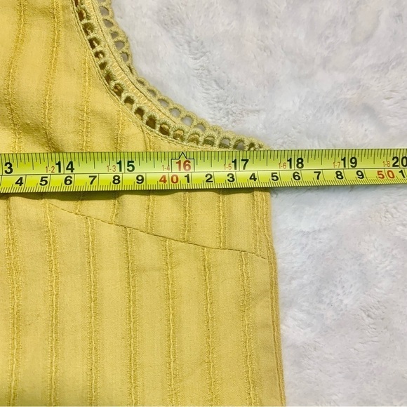 NWT Elia-Cher Dress Small Gold Yellow Sleeveless Mini Pleated Skirt Crochet New - Picture 14 of 14